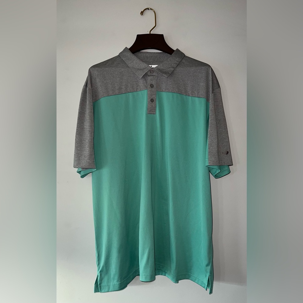 Grand Slam Men's Gray and Teal Polo Shirt